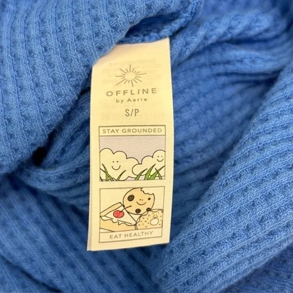 Aerie Offline “Just Another Saturday Night” Cropped Blue Thermal Tee NWT - Picture 10 of 11